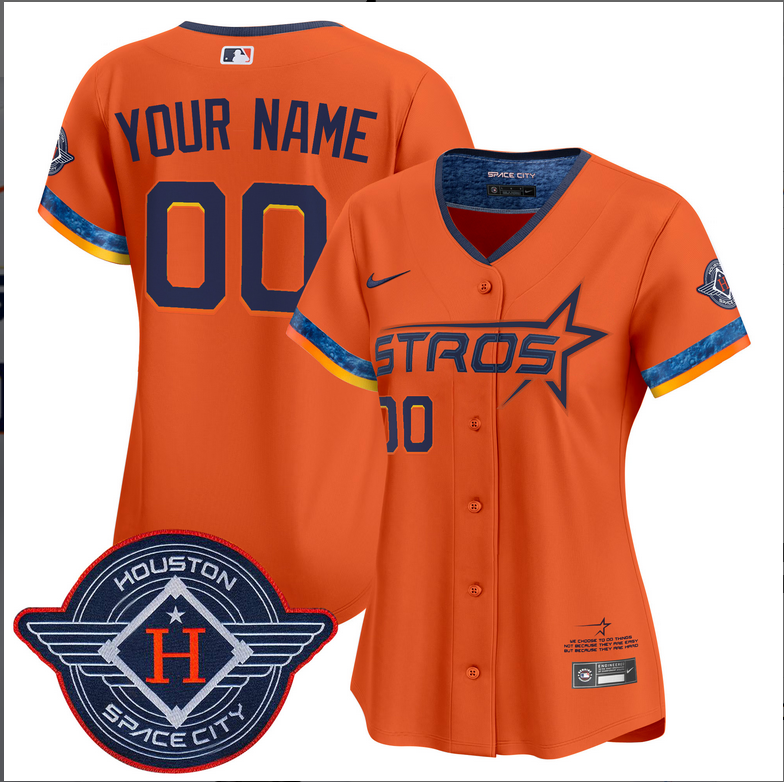 Women Houston Astros 2025 City Connect Vapor orange Limited Custom Stitched Jersey->customized mlb jersey->Custom Jersey